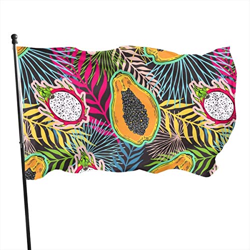 Viplili Banderas Pitaya, Papaya Decorative Garden Flags, Outdoor Artificial Flag for Home, Garden Yard Decorations 3x5 Ft