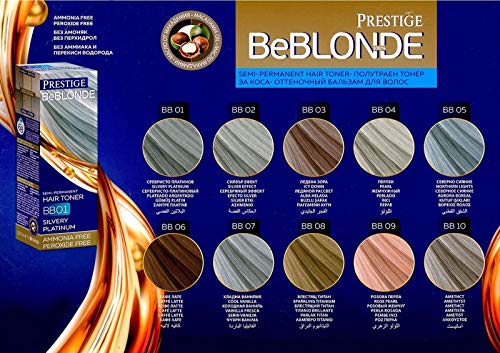 Vips Prestige - BeBlonde Tinte Semi Permanente Color Plata BB02, Sin Amoniaco Sin Peroxide