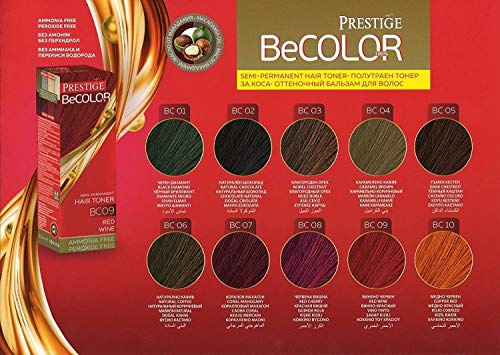 Vips Prestige - BeColor Tinte Semi Permanente Color Vino Tinto BC09, Sin Amoniaco Sin Peroxide