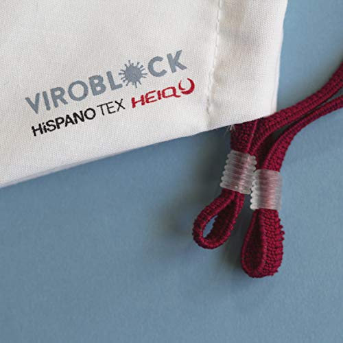 VIROBLOCK - Mascarilla de Tela Lavable - Mascarillas Reutilizables - Antiolor y Adaptables - Compatible con la norma UNE 0065 : 2020 - Fabricada en España (Talla Mediana, Blanca - Ribete Rojo)