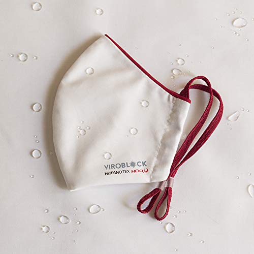 VIROBLOCK - Mascarilla de Tela Lavable - Mascarillas Reutilizables - Antiolor y Adaptables - Compatible con la norma UNE 0065 : 2020 - Fabricada en España (Talla Mediana, Blanca - Ribete Rojo)
