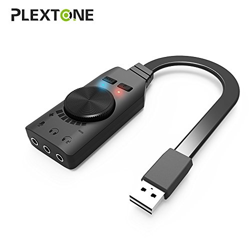 Virtual 7.1-Channel USB Sound Card Adapter KEKU External 2.0 Audio Stereo Sound Card Converter, 3.5mm Headset Headphone PC Laptop Desktop Windows Mac OS Linux, PS4, Plug & Play, (Black)