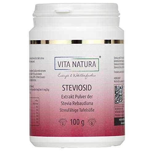 Vita Natura Polvo de Stevia, Esteviósido al 95%, Pack de 1 ( 1 x 100 g)