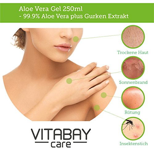 Vitabay - Gel 99.9 % de aloe vera y extracto de pepino, hidratante y calmante