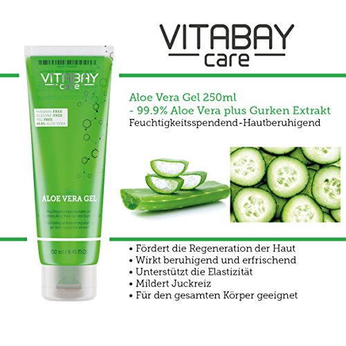 Vitabay - Gel 99.9 % de aloe vera y extracto de pepino, hidratante y calmante