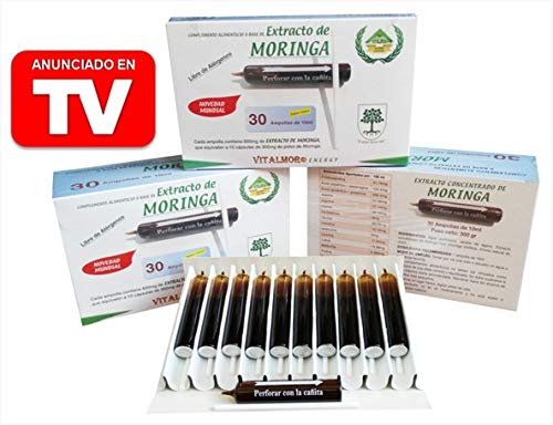 VITALMOR EXTRACTO CONCETRADO DE MORINGA, con todos los Aminoácidos Esenciales en 30 Ampollas bebibles. Tratamiento para 30 días.