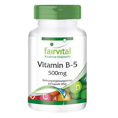 Vitamina B5 500mg - Ácido Pantoténico - Suplemento VEGANO - Dosis elevada - 60 Cápsulas - Calidad Alemana