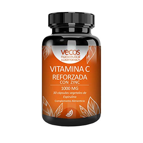 Vitamina C 1000 Mg con zinc para reforzar el sistema inmunológico – Antioxidante natural para proteger nuestro organismo contra los radicales libres – cápsulas vegetales espirulina aptas veganos (30)