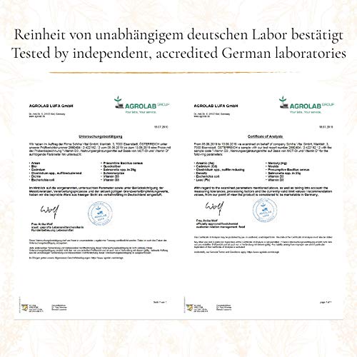 Vitamina D3 1000 UI por gota, dosis alta probadas en laboratorio – Larga duración 1700 gotas (50 ml) - En aceite MCT de coco, líquido de colecalciferol, fabricado en Alemania sin aditivos
