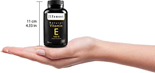 Vitamina E Natural 400 UI (D-Alfa-Tocoferol) | 200 Perlas: Suministro para más de 6 meses | Antioxidante que protege las células del estrés oxidativo | No GMO | de Zenement