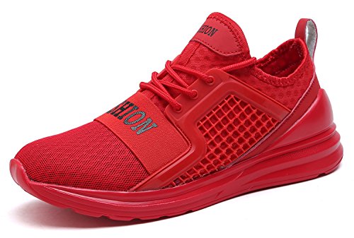 VITIKE Ashion Zapatos de Entrenamiento Para Hombre Malla Respirable Zapatillas Aptitud Talla Extra Ligero Deportes Zapatos Para Correr(EU45-Rojo)
