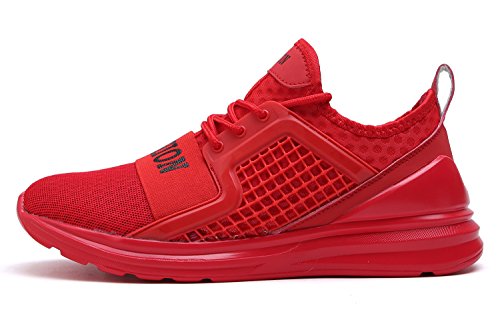 VITIKE Ashion Zapatos de Entrenamiento Para Hombre Malla Respirable Zapatillas Aptitud Talla Extra Ligero Deportes Zapatos Para Correr(EU45-Rojo)