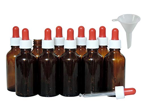 Viva-Haushaltswaren – 10 frascos cuentagotas de Vidrio, para Farmacia, Color marrón, Vidrio, marrón, 50 ml