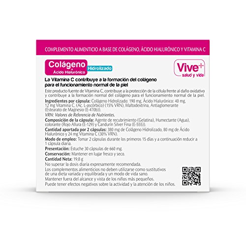 Vive+ Colágeno y Acido Hialurónico - 30 Cápsulas