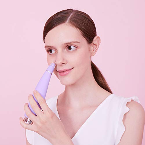 VKK Limpiador de poros, succion al vacio de puntos negros, 3 cabezales, extractor de espinillas, acne sebo y demás impurezas, Inalámbrico, Recargable (Púrpura)