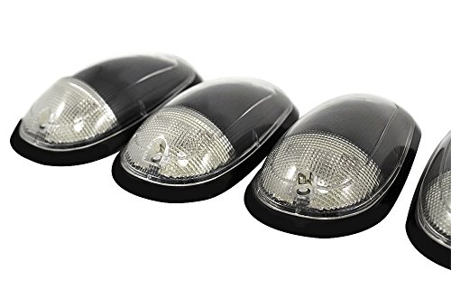 VMS Racing Cab Roof Lights Markers 5 Piece pc Covers with Base Kit in Clear CRL 264146CL (with Built-in LED Amber Bulbs) Compatible with Dodge Ram 2500 3500 Dually 2003-2014