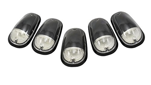 VMS Racing Cab Roof Lights Markers 5 Piece pc Covers with Base Kit in Clear CRL 264146CL (with Built-in LED Amber Bulbs) Compatible with Dodge Ram 2500 3500 Dually 2003-2014