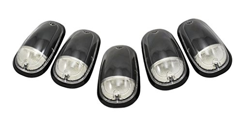 VMS Racing Cab Roof Lights Markers 5 Piece pc Covers with Base Kit in Clear CRL 264146CL (with Built-in LED Amber Bulbs) Compatible with Dodge Ram 2500 3500 Dually 2003-2014