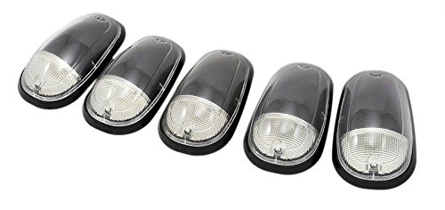 VMS Racing Cab Roof Lights Markers 5 Piece pc Covers with Base Kit in Clear CRL 264146CL (with Built-in LED Amber Bulbs) Compatible with Dodge Ram 2500 3500 Dually 2003-2014