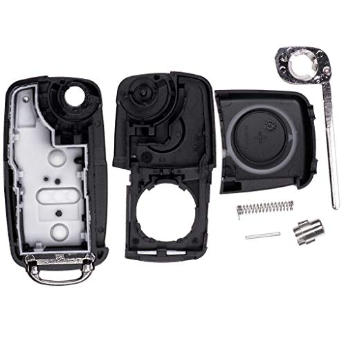 Volkswagen Repair Reparación Juego de Llave de Coche Sustitución Carcasa con 3 Botones + en Blanco + Batería para Volkswagen Golf Up Polo T5 Caddy Tiguan Beetle EOS Jetta