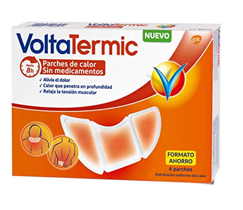 VoltaTermic - Parches de Calor – Alivio del Dolor 24 horas – Sin medicamentos - 4 Parches Semicirculares