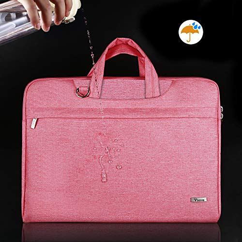 Voova 15 15.6 14 Pulgadas Funda Maletín Ordenador Portátiles Bolso Bandolera para Portátil con Asa De Transporte para Macbook Pro Retina/Macbook Pro/Elit Book/XPS15/Chromebook,Hombre& Mujer,Rosado