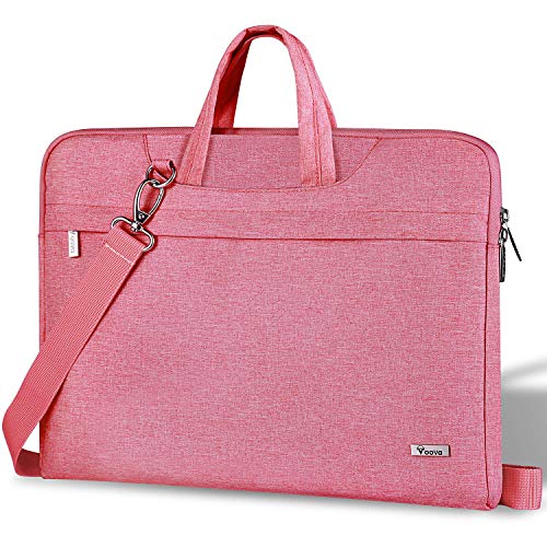Voova 15 15.6 14 Pulgadas Funda Maletín Ordenador Portátiles Bolso Bandolera para Portátil con Asa De Transporte para Macbook Pro Retina/Macbook Pro/Elit Book/XPS15/Chromebook,Hombre& Mujer,Rosado
