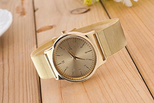 Vovotrade Moda Popular Mujer Chica clásico Oro Cuarzo Acero Inoxidable Reloj de Pulsera (Dorado)