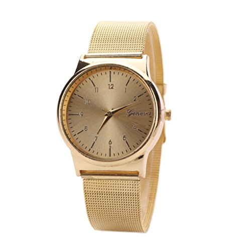 Vovotrade Moda Popular Mujer Chica clásico Oro Cuarzo Acero Inoxidable Reloj de Pulsera (Dorado)