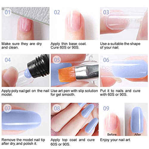 Vrenmol Poly Gel Polygel Nails Builder Enhancement Glitter Nail Gel Diamond Style Mix Extension UV Gel Nail Polish Easy Trendy Beginner DIY Nail Art for Lady 6PCS-15g
