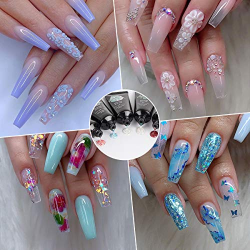 Vrenmol Poly Gel Polygel Nails Builder Enhancement Glitter Nail Gel Diamond Style Mix Extension UV Gel Nail Polish Easy Trendy Beginner DIY Nail Art for Lady 6PCS-15g
