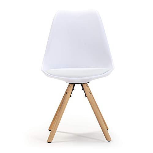 VS Venta-stock Set de 2 sillas Comedor Jeff Estilo nórdico Blanco, certificada por la SGS, 54 cm (Ancho) x 49 cm (Profundo) x 84 cm (Alto)
