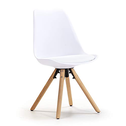 VS Venta-stock Set de 2 sillas Comedor Jeff Estilo nórdico Blanco, certificada por la SGS, 54 cm (Ancho) x 49 cm (Profundo) x 84 cm (Alto)