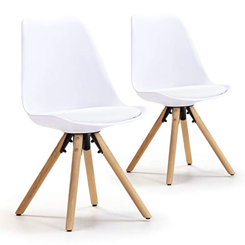 VS Venta-stock Set de 2 sillas Comedor Jeff Estilo nórdico Blanco, certificada por la SGS, 54 cm (Ancho) x 49 cm (Profundo) x 84 cm (Alto)