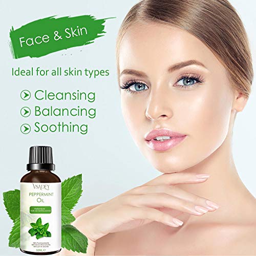 VSADEY Aceite Esencial de Menta 50ml, Aceite de Menta 100% Puro, Natural y Vegano, Aceite de Aromaterapia de Calidad Terapéutica para Difusor, Fragancia para el Hogar, Bricolaje