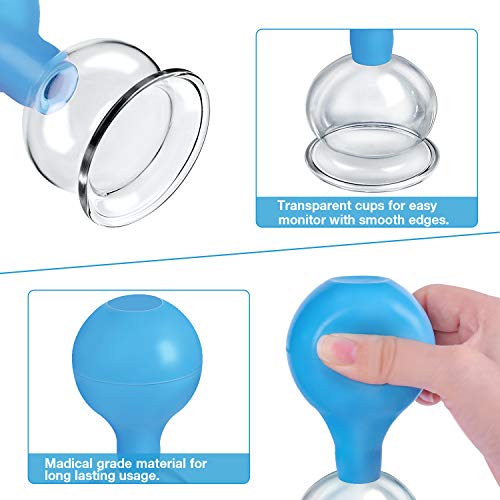 Vsadey Juego de 5pcs Ventosas, Ventosas de Masaje, Ventosas de Vacio de Succión con 5 Tamaños Diferentes, Ventosas para un Masaje profesional, Ventosa anticelulitica, Vasos para Ventosaterapia