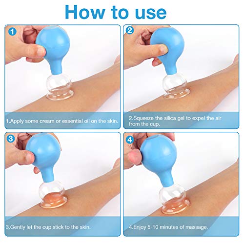 Vsadey Juego de 5pcs Ventosas, Ventosas de Masaje, Ventosas de Vacio de Succión con 5 Tamaños Diferentes, Ventosas para un Masaje profesional, Ventosa anticelulitica, Vasos para Ventosaterapia