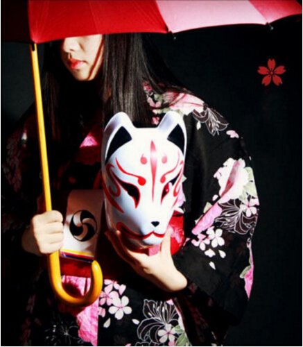 VT BigHome Máscara de zorro japonés, pintada a mano, para cosplay, cosplay