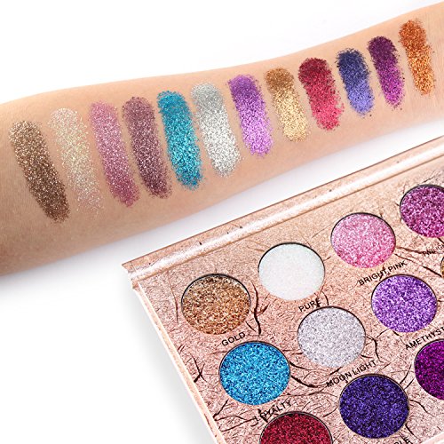 Vtrem Paleta de sombras de ojos, 12 colores, purpurina, ojos ahumados, impermeable, sombra de ojos, maquillaje cosmético