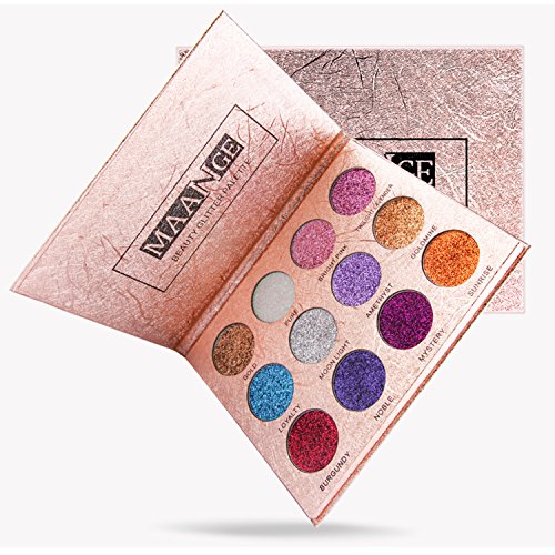 Vtrem Paleta de sombras de ojos, 12 colores, purpurina, ojos ahumados, impermeable, sombra de ojos, maquillaje cosmético