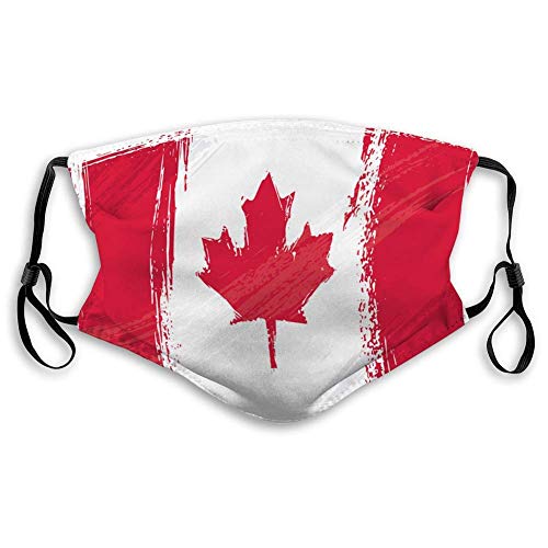 VTYOSQ Cubierta facial de tubo de cobertura total unisex Bandanas Escudo anticontaminación unisex Escudo protector de polvo Escudo Grunge Bandera de Canadá Cubiertas faciales