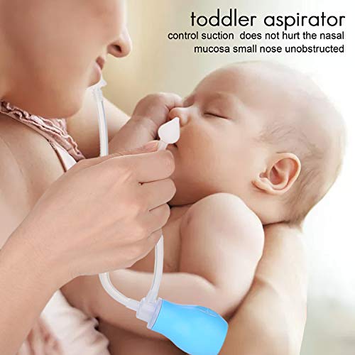 WADEO Aspirador Nasal para bebé, Limpiador Nasal Limpiador de moco para el alivio de la congestión nasal Reutilizable para Bebes Ninos Azul