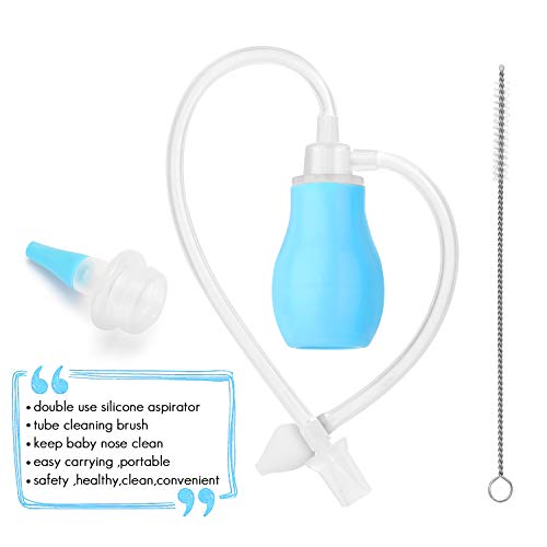 WADEO Aspirador Nasal para bebé, Limpiador Nasal Limpiador de moco para el alivio de la congestión nasal Reutilizable para Bebes Ninos Azul