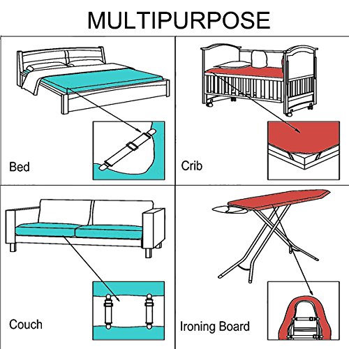 WADEO Correas Ajustables Sujetadores para Sábanas Elásticos Correas Clips para Sábana Cama Bajera Fundas de Colchón Sofá, Color Blanco