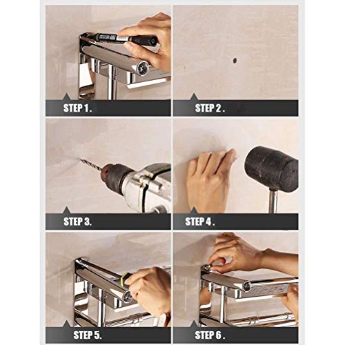 WANBAO Estante de Ducha Colgante de Acero Inoxidable montado en la Pared Toallero de baño Pulido Rectángulo Perforación Multicapa 40~60 cmZwj-0986(50cm, Double Layer)