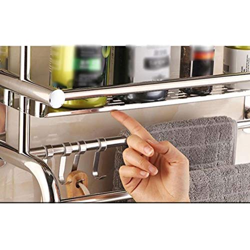 WANBAO Estante de Ducha Colgante de Acero Inoxidable montado en la Pared Toallero de baño Pulido Rectángulo Perforación Multicapa 40~60 cmZwj-0986(50cm, Double Layer)