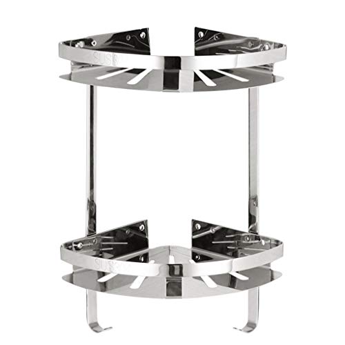 WANBAO Estante de Esquina Estantes de Ducha de baño, Cesta de Esquina Estante de 2 Niveles Estante de Acero Inoxidable Estante Cromado Organizador de Ducha montado en la paredZwj-0986, A