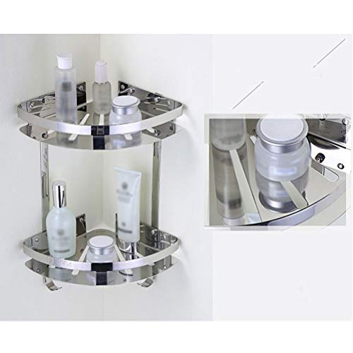 WANBAO Estante de Esquina Estantes de Ducha de baño, Cesta de Esquina Estante de 2 Niveles Estante de Acero Inoxidable Estante Cromado Organizador de Ducha montado en la paredZwj-0986, A