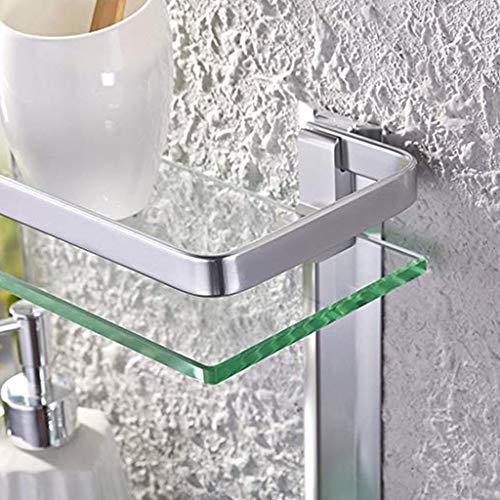 WANBAO Estantes de Vidrio para baño de 2 Niveles, Carrito de Ducha, Canasta de baño, Estante de Almacenamiento, Estante de Aluminio montado en la paredZwj-0986