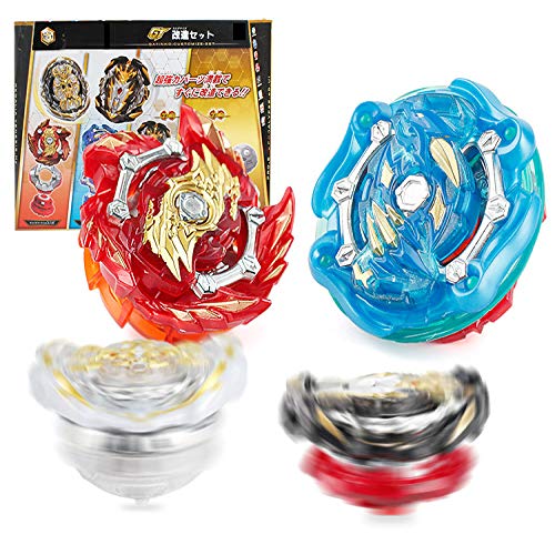 Wang 4 juegos de giroscopio de combate doble ataque giroscopio de combate 4D modelo de fusión acelerador lanzador velocidad giroscopio regalo de juguete para niños mayores